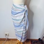 ZARA  Blue and Green Striped Wrap Skirt Photo 2
