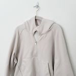 Athleta [] Bone Cream Forever Fleece 1/2 Zip Cropped Hoodie Long Sleeve Size XL Photo 4