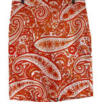 J.Crew Women's The Pencil Skirt Classic Straight Orange Cream Paisley Size 8 Photo 0