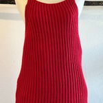 DKNY Vintage Y2K Red 100% Cotton Chunky Knit Tunic Tank Vest Top Size Large Photo 0