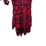 Just Me Stunning Red and Burgundy Crochet Lace Dress Small With Sleeves Photo 6