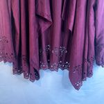 Krazy Kat Burgundy Open Front Faux Suede Cut Out Trim Cardigan Size XL Boho Photo 3