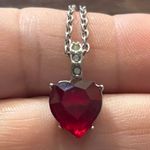 Swavorski Swarovski Red crystal heart silver tone necklace with small stones, preowned Photo 0