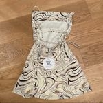 Princess Polly Celena Mini Dress in White Brown Swirl Size 0 Photo 4