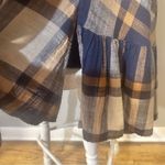 Free People  Plaid Flannel High‎ Low Top with Pleated Back Size XS Boho Flowy Photo 6