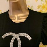 Rhinestone embellished short sleeve top in black size S Photo 1