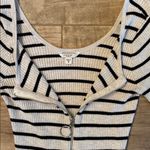 Guess Striped Ribbed Zip-Up Sweater Top Photo 1