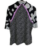 Jamie Sadock Shirt Womens Large Short Sleeve Black Grey Golf 1/2 Zip Mixed Print Photo 1