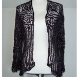Soulmates Vintage Whimsy Goth Silk Beaded Cardigan Shawl. Sz XL. Photo 0