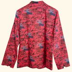 VTG Norm Thompson Red Travel Print Linen Cotton Jacket Blazer Women’s Size M Size M Photo 1