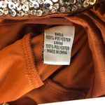 Hailey Logan Adrianna Papell Formal Dress Ruched Satin Rhinestone Copper Brown L Photo 4