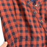 Le lis  Plaid Dark Orange Navy Blue Fit & Flare Western Dress Size Small NWT Photo 2