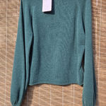 Exlura Blouson Sleeve Crewneck Teal Sweater L Photo 0