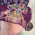 Say What? VTG Say What? Boho Sheer Peasant Blouse Purple Paisley Print Ruffle Neck Size L Photo 8