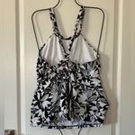 Shade & Shore  Monochrome Black White Floral Halter Tie Back Tankini XL Photo 2