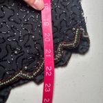 Laurence Kazar  Vintage Black Beaded Sequin Holiday Top Blouse XL Poinsettia Xmas Photo 7