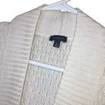 Talbots Cream Diamond Knit Patterned Open Front Cardigan Lambswool Blend Medium Photo 2