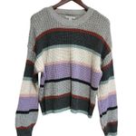 American Eagle  Sweater Semi Cropped Size Medium Grey Purple Stripe Photo 4