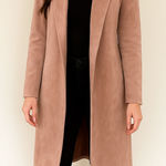 Tahari Nordstrom Dusty Pink Faux Suede Longline Jacket Size Medium Photo 0