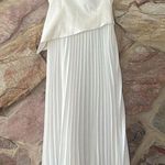 Commense Solid Pleated Strapless Split Dress size Large White Photo 5