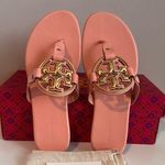Tory Burch COPY - Miller leather Metal Medallion Flat Thong Sandals Size 7 NIB Photo 0