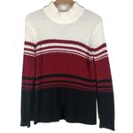 Bobbie Brooks Turtleneck Sweater Womens L Multicolor Ribbed Stripe Preppy Retro Red Size L Photo 0