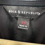 Rock & Republic Black Short Sleeve V Neck Tie Waist Button Up Shirt Dress XS Photo 6