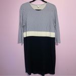 J Jill Soft Stretch Jersey Knit Midi Dress M Nautical ColorBlock Coastal Casual Black Size M Photo 1
