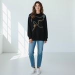 Jessica Roberts Vintage 80s/90s Embellished Floral Sweater Long Sleeve Women's Black Size M Photo 1