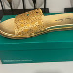 Lauren Lorraine Elegant Gold Slide Sandals by  Size 11 Photo 0