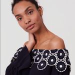 Loft NWT Circle Lace Off The Shoulder Navy Dress Photo 3