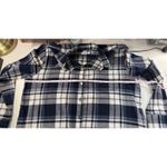 Old Navy  Navy Plaid Boyfriend Flannel Shirt Womens Size S Long Sleeve Cotton Photo 5