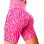 NWT XS pink zebra print workout spandex shorts Photo 0