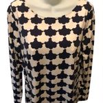 Boden USA Boden MIA Jersey Knit Tunic Dress Sz. 12 Navy Cream Printed Scoop Neck Career Photo 2