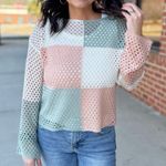 Hem & Thread  Colorblock Granny Crochet Sweater Top Women’s Size L Flare Sleeves Photo 1