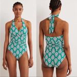 Boden USA Boden Levanzo Halter Green Paisley Print Halter One Piece Swimsuit 12 NWT Photo 1