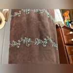 Vintage 90’s Faux Suede Beaded & Embroidered Maxi Skirt Small Brown Size 4 Photo 2