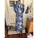 Love Stitch Bedford Patchwork maxi dress Blue Short Sleeve Tasselled Size M New Photo 13