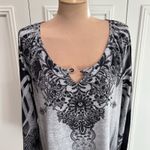 World‎ Unity Floral Sweater Top Gray Rhinestone Studded Boho Y2K Whimsigoth Size XL Photo 1