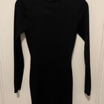 Black Cream Trimmed Piped Ribbed Knit Mock Neck Long Sleeve Sweater Dress Size L Size L Photo 1