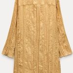ZARA  NWT Mustard yellow PLEATED LINEN BLEND TUNIC DRESS ZW COLLECTION Photo 9
