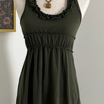 Wet Seal Y2K Green Ruffle Babydoll Tank Dress Garden Fairy Boho Grunge Photo 0