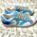 COB CULTURE OF BRAVE White Leather Neon Glare Blue Glitter Wing Sneaker 8 Photo 3