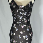 Iris  • Black Silky Floral Bodycon Size Med. Y2K 90s Slip Dress Grunge Glam Punk Photo 0