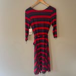 Ella Moss  Red & Blue Striped Dress w/ 3/4 Sleeves and Tie @ Waist Size Small NWT Photo 1