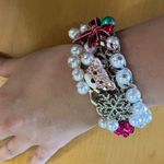 Betsey Johnson  rhinestone bear pearl bow Christmas bracelet Photo 5