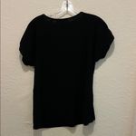 Vintage Atelier 29 Black and Tan Striped Short Sleeve V Neck Top with gemstones Size M Photo 3