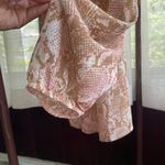 Ophelia Roe NWOT  Plunging Deep V Wrap Top Snakeskin Beige Pink Print Size Medium Photo 3