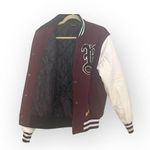 PacSun ࿊ DFW Varsity Patchwork Faux Leather Jacket ࿊ Burgundy ࿊ Men S ࿊ Women M Photo 12