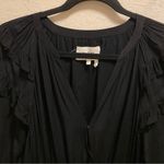 Ba&sh Black Long Sleeve Ruffle Detail Split Neck Crossover Mini Dress Size L Photo 2